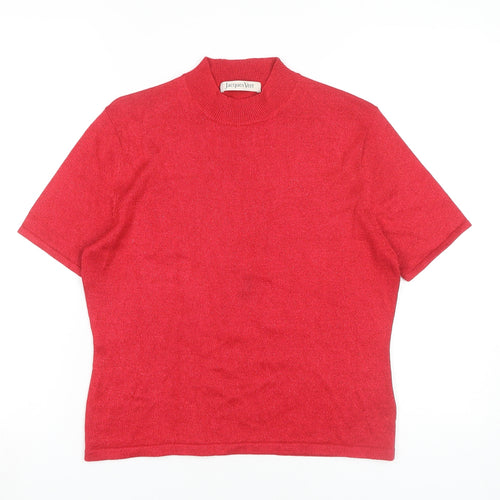 Jacques Vert Women's Red Basic Mock Neck T-Shirt L