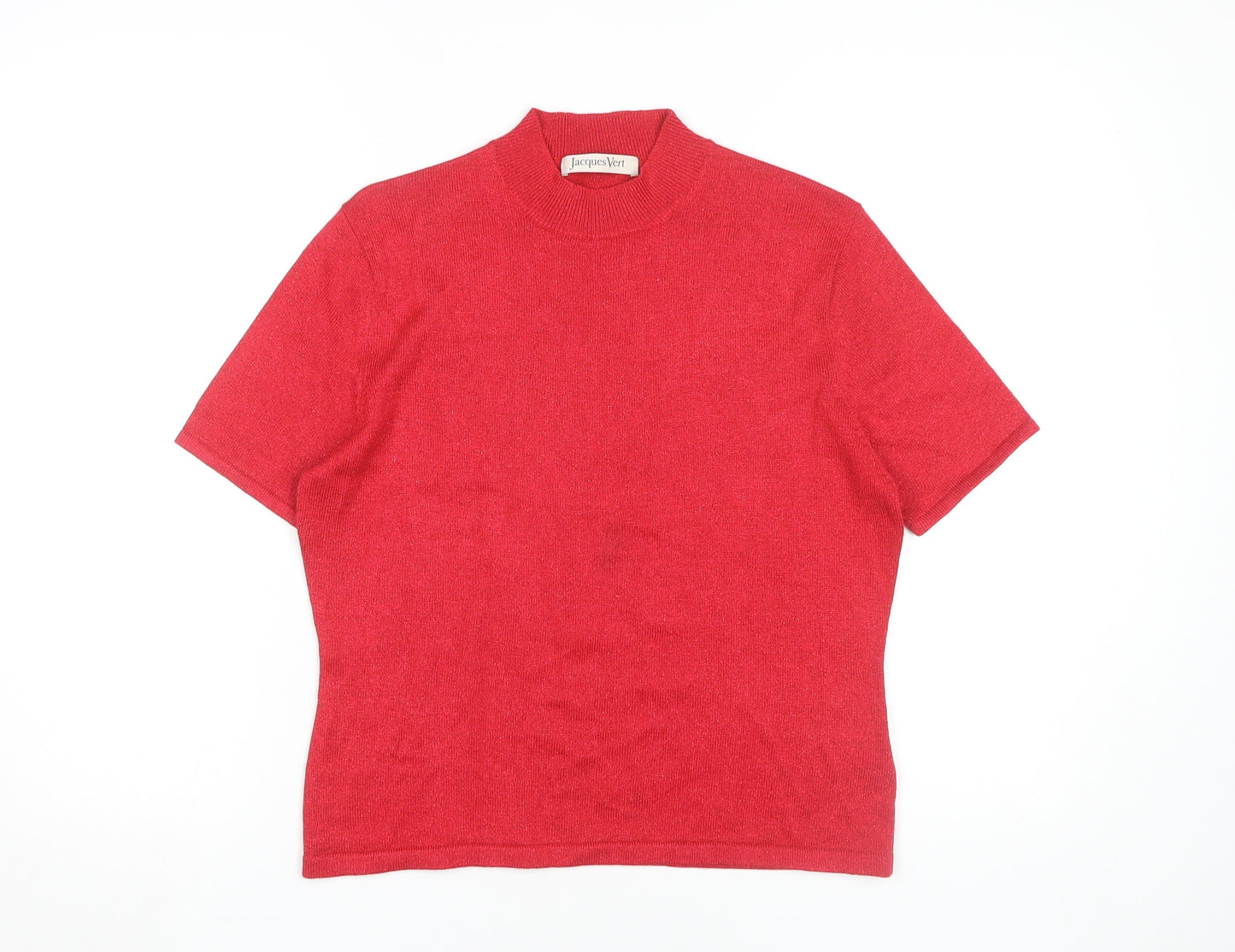 Jacques Vert Women's Red Basic Mock Neck T-Shirt L