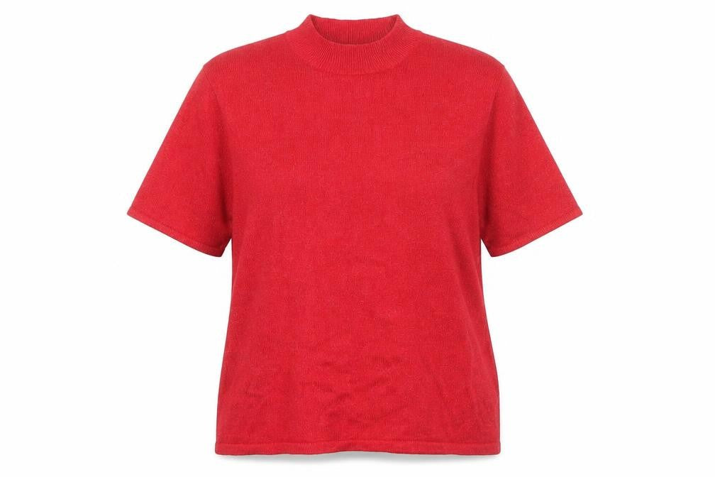 Front view of Jacques Vert Women's Red Basic Mock Neck T-Shirt L