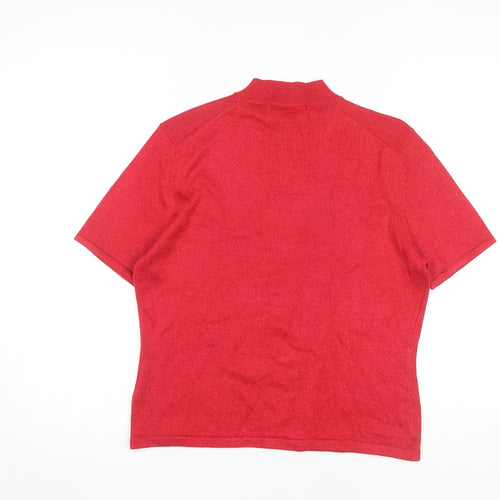 Jacques Vert Women's Red Basic Mock Neck T-Shirt L