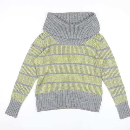 Fat Face Women's Grey Green Cowl Neck Pullover Jumper 12
