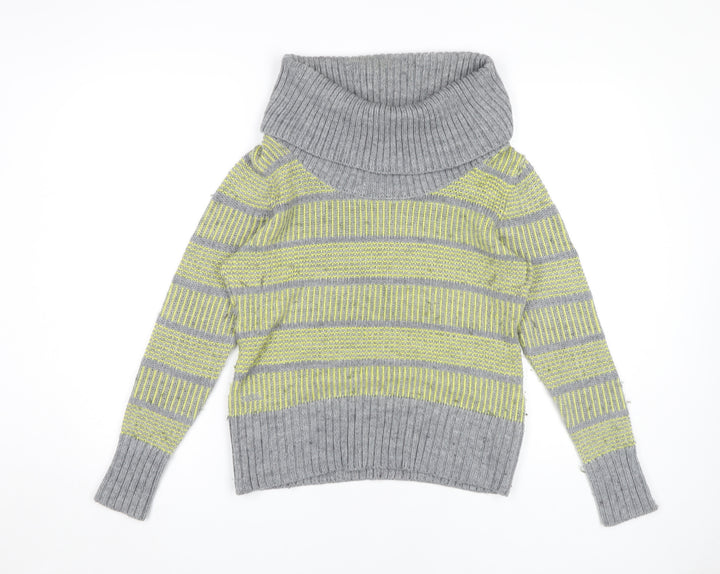 Fat Face Women's Grey Green Cowl Neck Pullover Jumper 12
