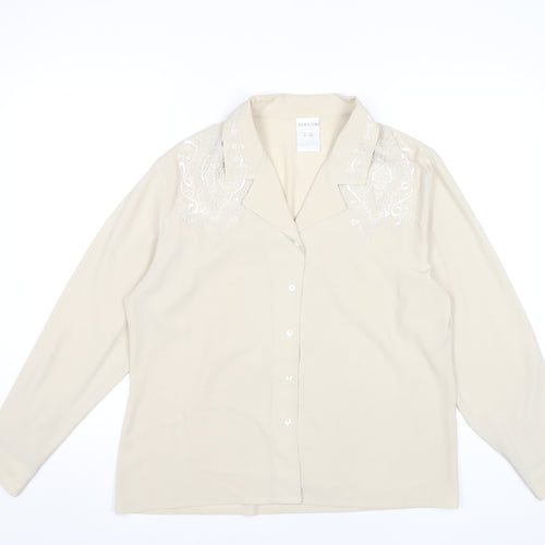 Alexon Women's Beige Blouse Size 14, Long Sleeve, Collared