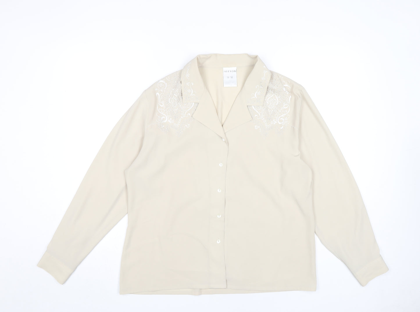 Alexon Women's Beige Blouse Size 14, Long Sleeve, Collared