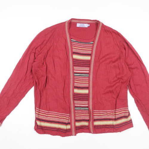 Honor Millburn Women's L Red Striped Cardigan