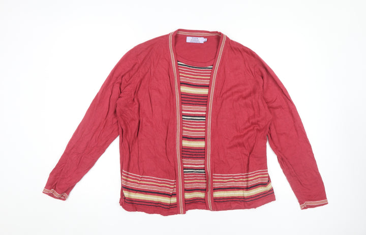 Honor Millburn Women's L Red Striped Cardigan