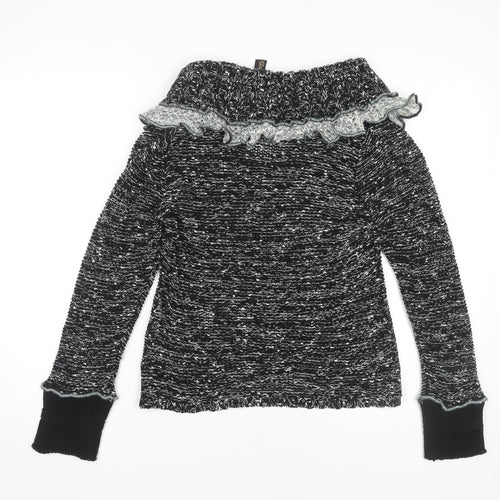 Stephen Women’s Black Cardigan Knit Open Ruffle S