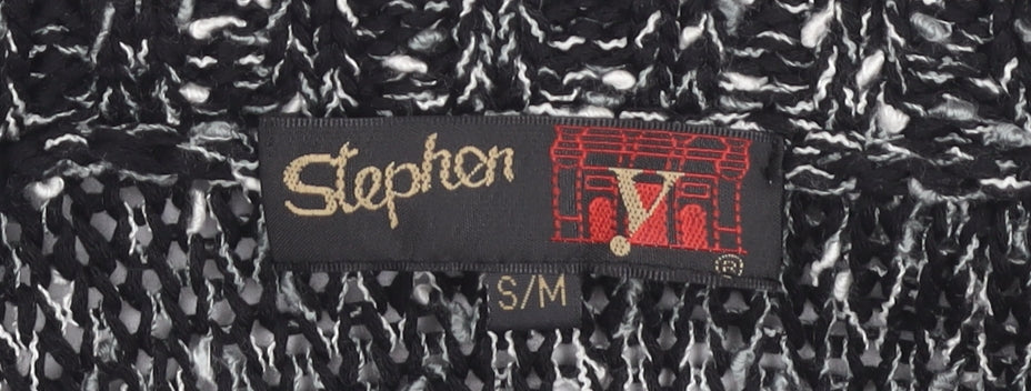 Stephen Women’s Black Cardigan Knit Open Ruffle S