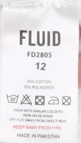 Fluid Women's White Pullover Hoodie Size 12 Casual