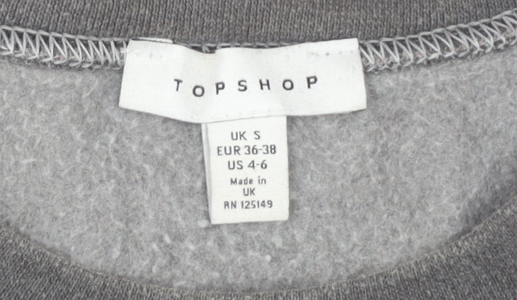 Topshop Women’s Grey Crew Neck Pullover Sweatshirt S