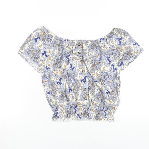 Women's Multicoloured Cropped Blouse XS Casual Paisley