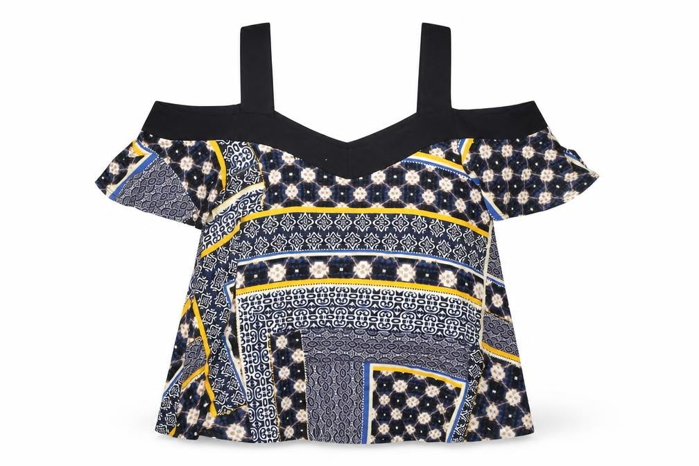 Front view of M&Co Women's Multicoloured, size 10, Off Shoulder Top