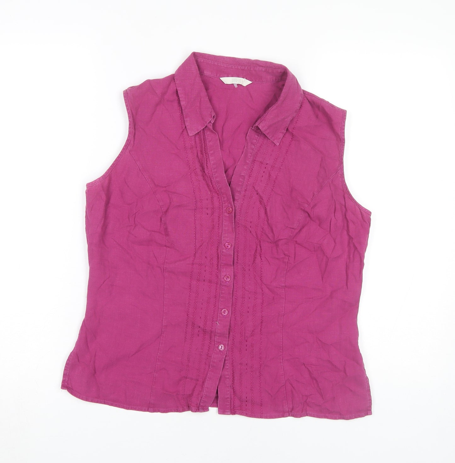 Marks & Spencer Women's Purple Button-Up Top - Size 14