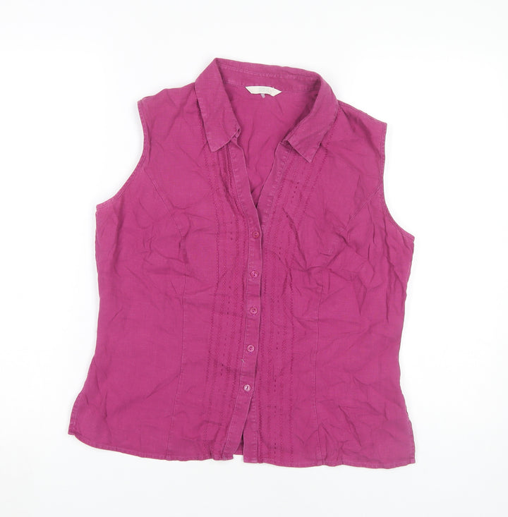 Marks & Spencer Women's Purple Button-Up Top - Size 14