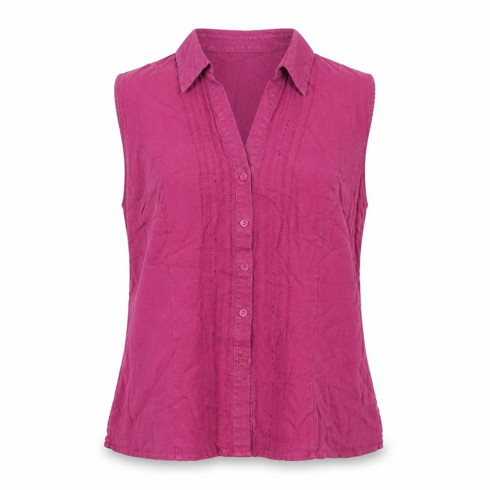 Front view of Marks & Spencer Women's Purple Button-Up Top -, size 14