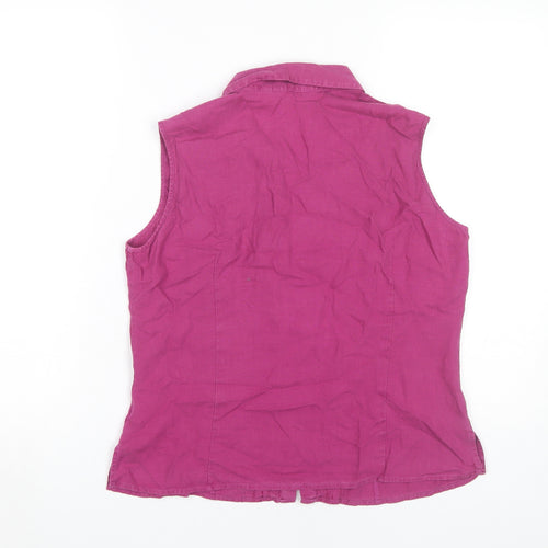 Marks & Spencer Women's Purple Button-Up Top - Size 14