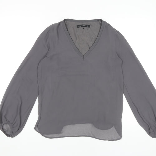 Zara Women's Grey V-Neck Blouse XS