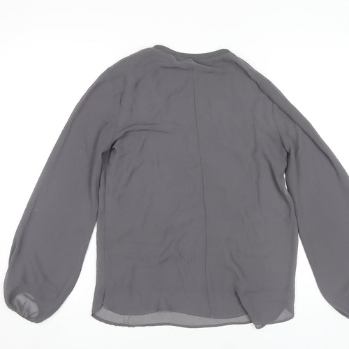 Zara Women's Grey V-Neck Blouse XS