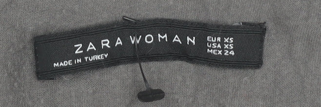 Zara Women's Grey V-Neck Blouse XS