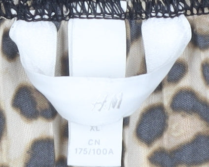 H&M Women's XL Leopard Print Pleated Skirt