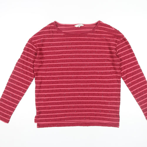 Next Red Sequin Striped Jersey Top - Size 10