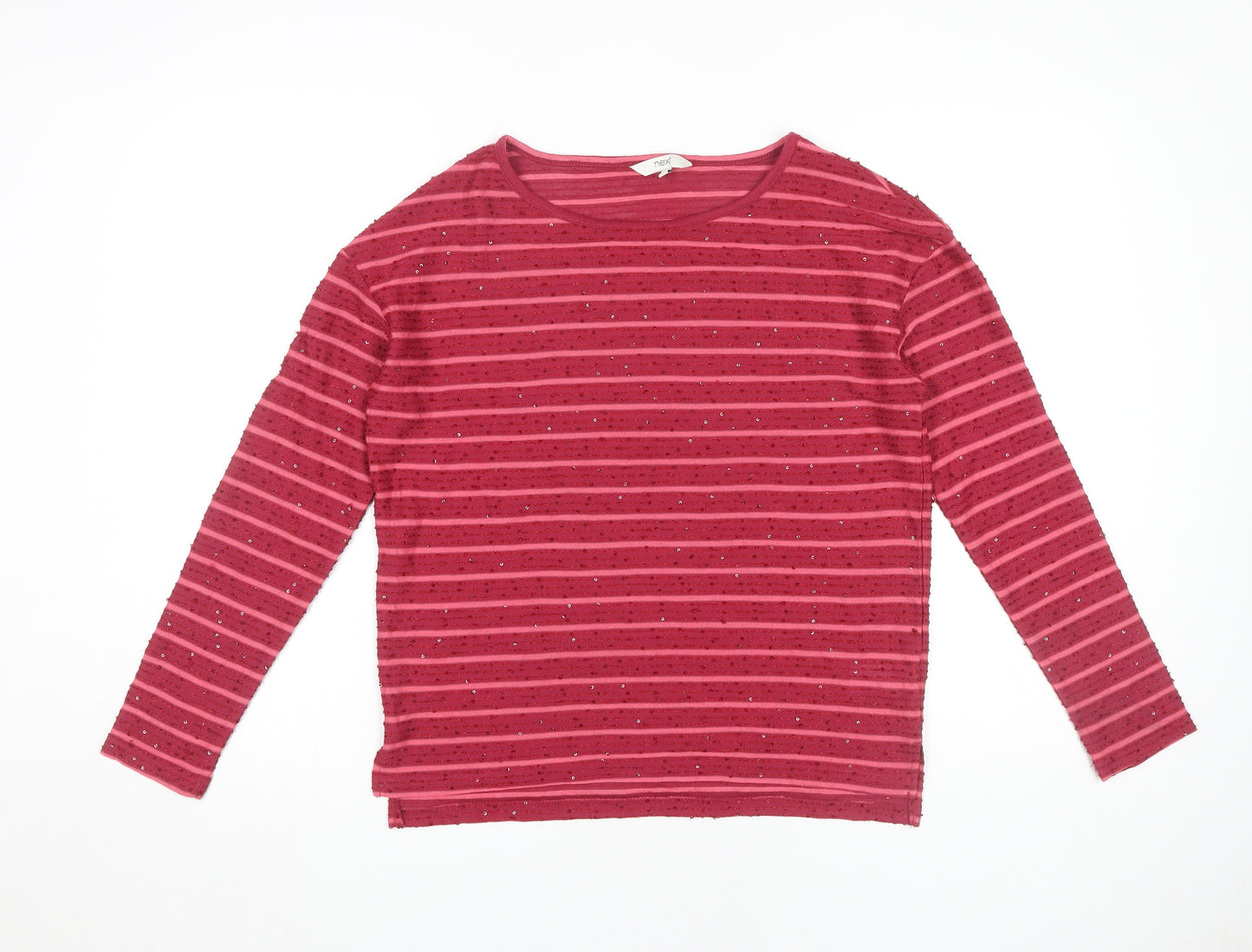 Next Red Sequin Striped Jersey Top - Size 10