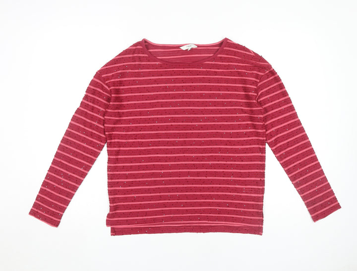 Next Red Sequin Striped Jersey Top - Size 10