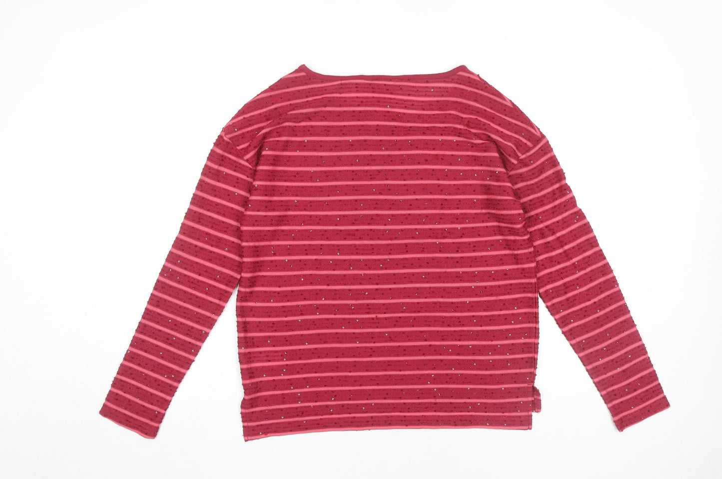 Next Red Sequin Striped Jersey Top - Size 10