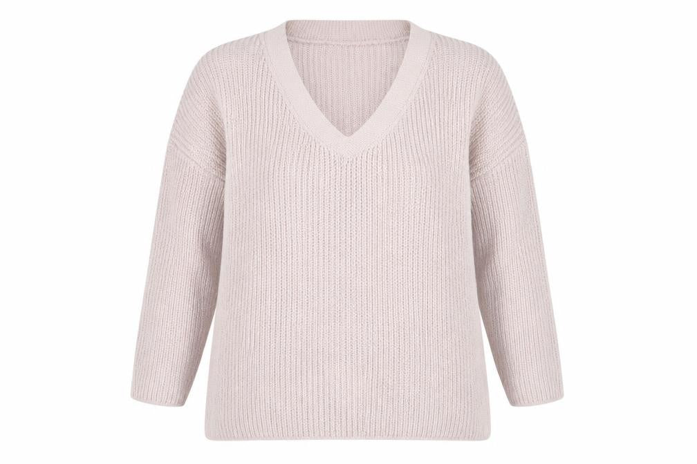 Front view of New Look Women's Beige Knitted Pullover, size M