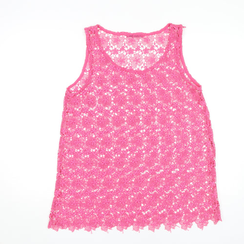 Next Women's Pink Crochet Sleeveless Cotton Camisole