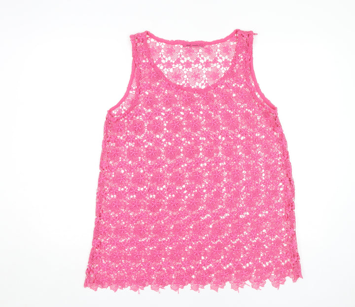 Next Women's Pink Crochet Sleeveless Cotton Camisole