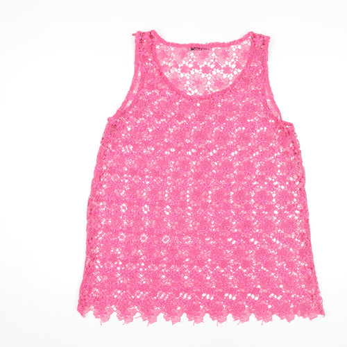 Next Women's Pink Crochet Sleeveless Cotton Camisole