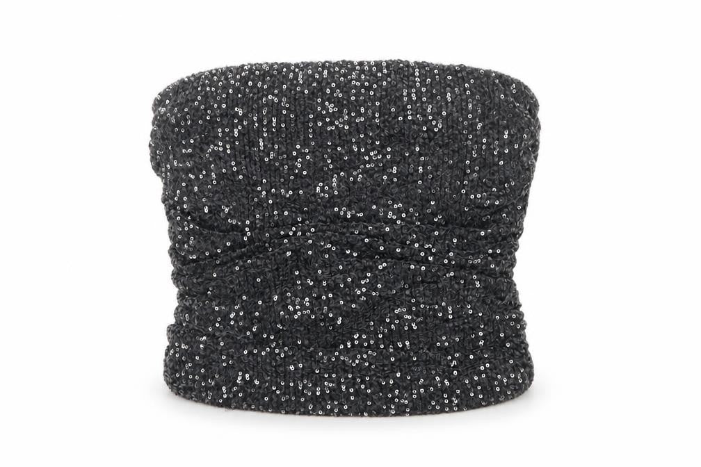 Front view of River Island Women's Black Sequin Sleeveless Top - UK 8