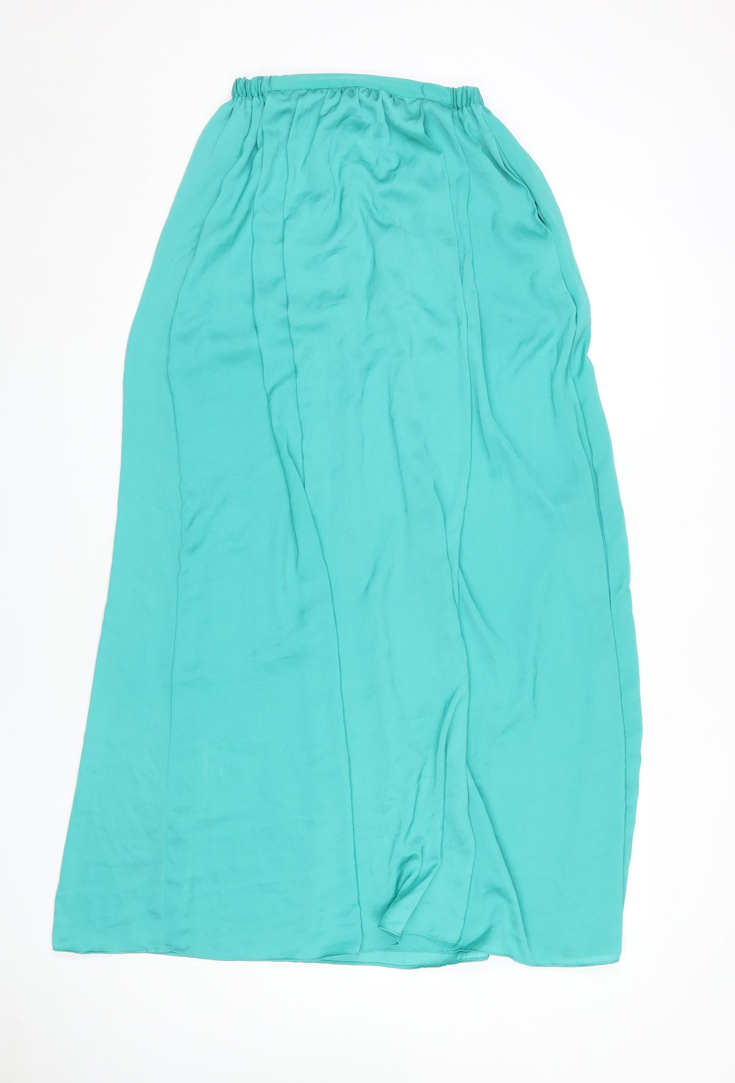 Zara Women’s Long Green Skirt, XS, Polyester, Elastic Waist