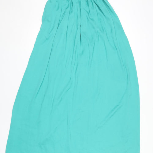 Zara Women’s Long Green Skirt, XS, Polyester, Elastic Waist