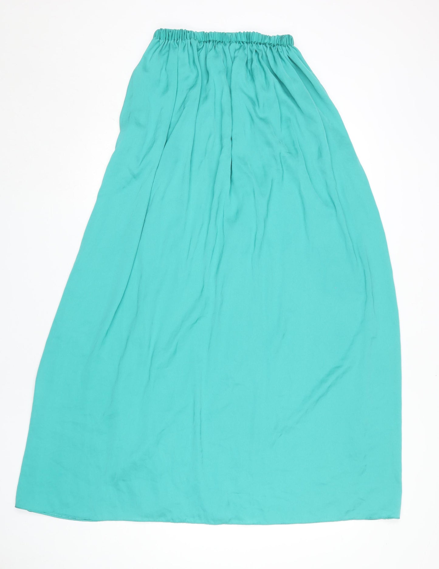 Zara Women’s Long Green Skirt, XS, Polyester, Elastic Waist