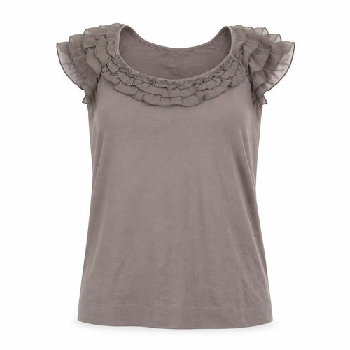 H&M Women’s Brown Ruffle Blouse, Size 6, Casual Top