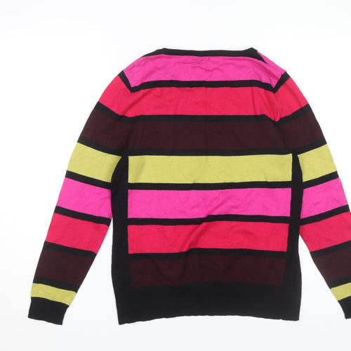 M&Co Women's Multicoloured Striped Pullover Jumper Size 16