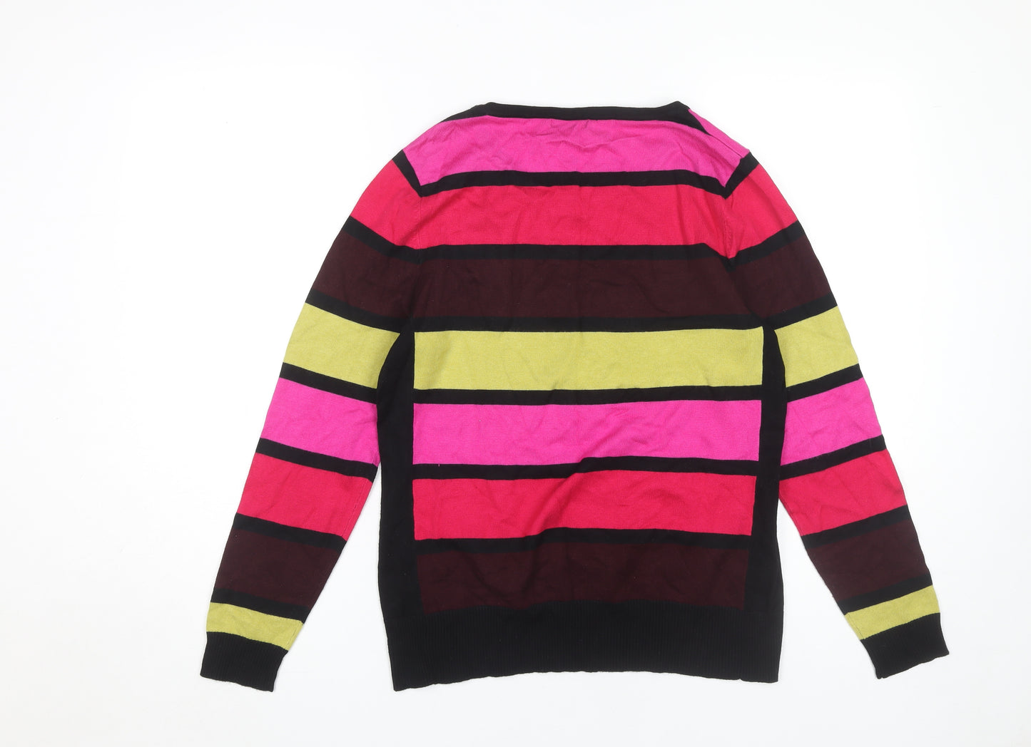 M&Co Women's Multicoloured Striped Pullover Jumper Size 16