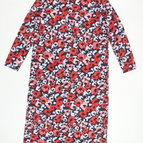 Monki Women's Red Floral Long Sleeve Dress Size 12