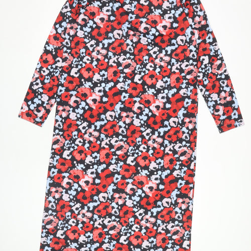Monki Women's Red Floral Long Sleeve Dress Size 12
