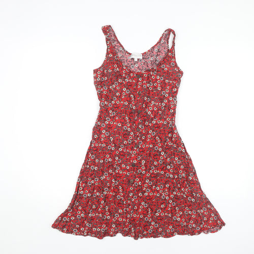 Apricot Women's Red Floral A-Line Summer Dress, Size 10