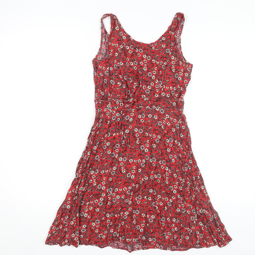 Apricot Women's Red Floral A-Line Summer Dress, Size 10