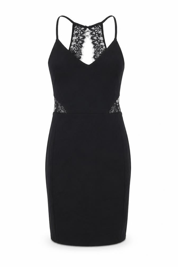 Front view of Miss Selfridge Women's Black Sleeveless Dress