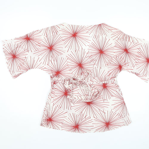 H&M Women's Red Blouse Size 14 Geometric Pattern