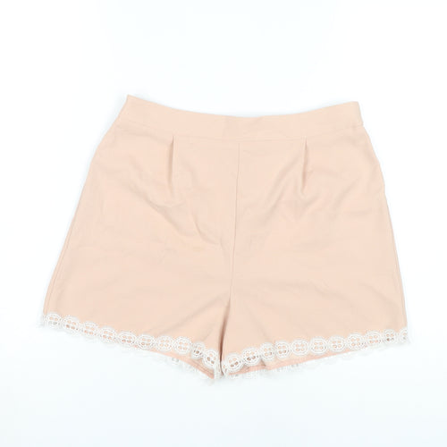 Miss Selfridge Petites Lace Accent Women's Beige Shorts