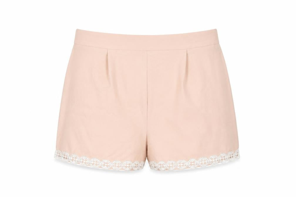 Miss Selfridge Petites Lace Accent Women's Beige Shorts