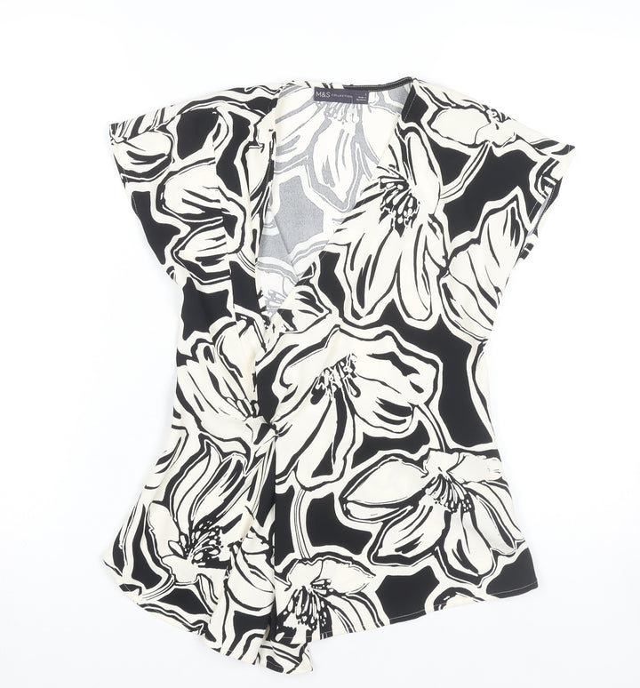 Marks and Spencer Women's Multicoloured Floral Wrap Top Size 6
