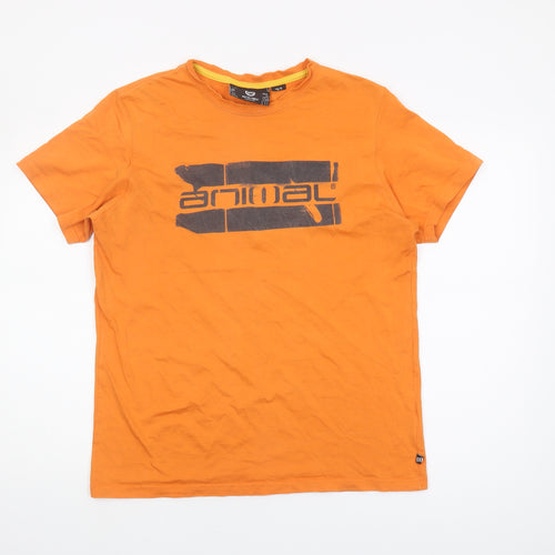 Animal Men’s Orange Graphic Print T-Shirt, Size M