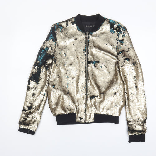 Stradivarius Women's Sequin Bomber Jacket Multicoloured Size 6
